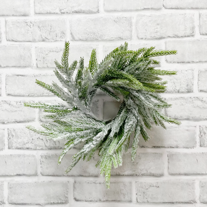 9" Snowy Norfolk Pine Candle Ring