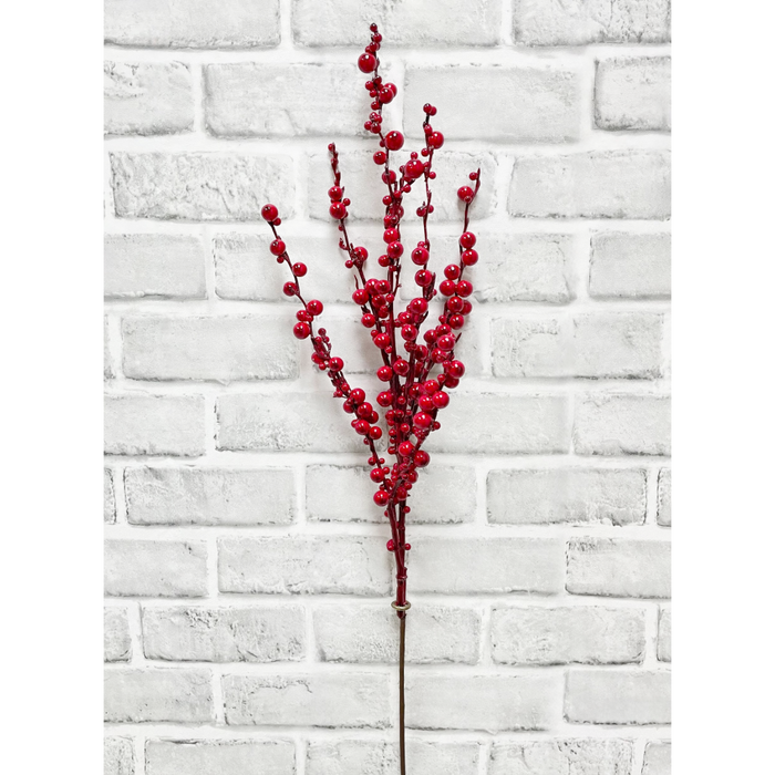 26" Red Cluster Berries Spray