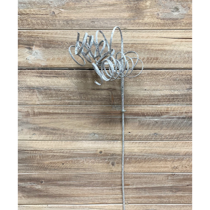 25.6" Silver Glittered Curly Stem