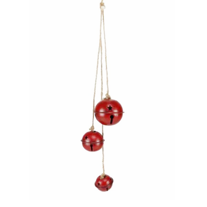 18" Long Antique Style Red Jingle Bell Cluster Ornament