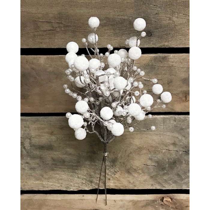 13" White Plastic Beaded Pick - 3 Piece Bundle