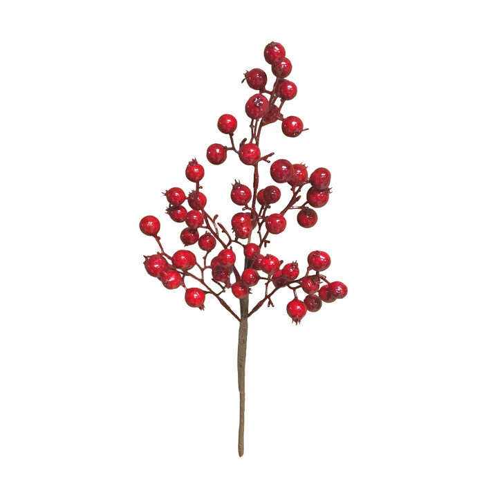 13" Red Outdoor Berry Spray