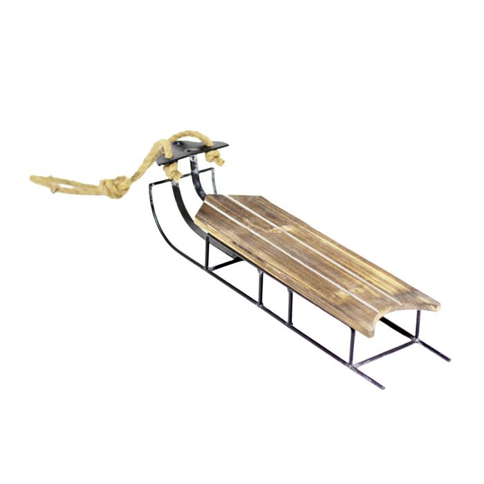 Wooden Sled with Rope Décor
