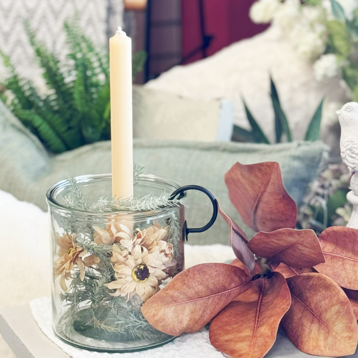 Small Glass /Metal Candle Holder