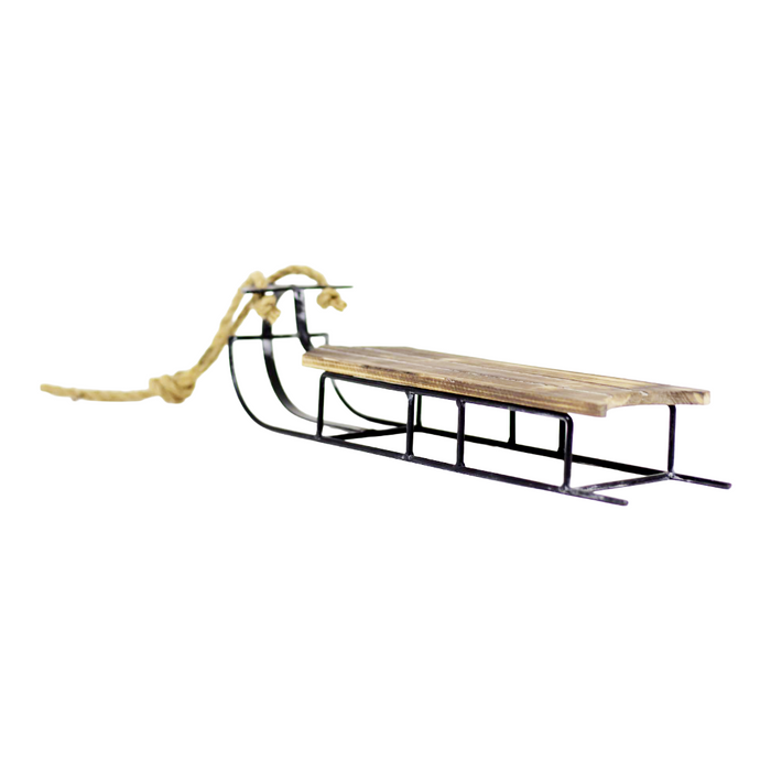 Wooden Sled with Rope Décor