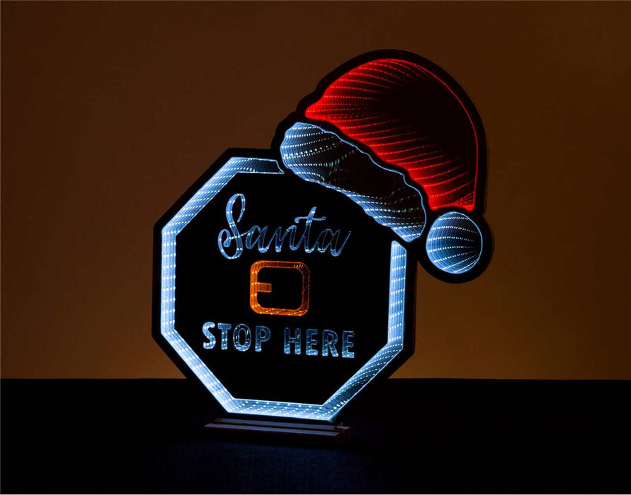 24" Santa Stop Here Infinity Light