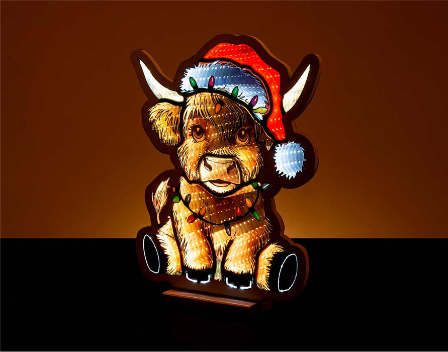 16" Xmas Highland Cow Infinity Light