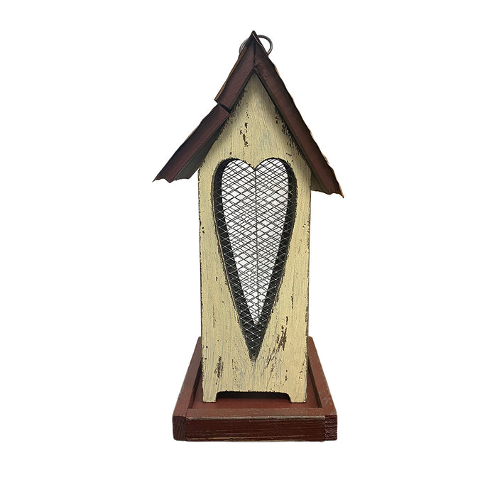 13.5" Rustic Heart Birdfeeder - Cream