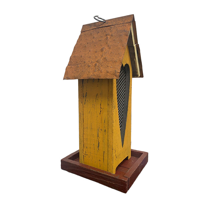 13.5" Rustic Heart Birdfeeder - Yellow