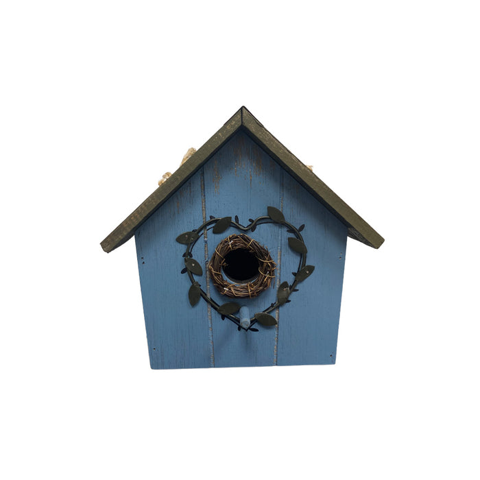 8.5" Rustic Birdhouse - Blue/Green