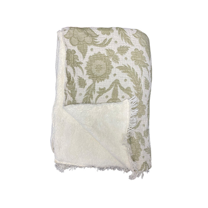 Crinkle Fleece Lined Throw - Vintage Floral