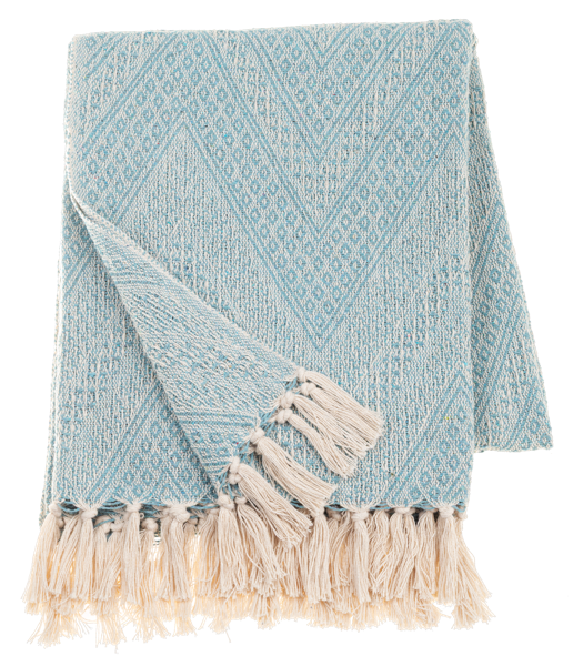 Woven Zigzag Throw - Blue 50x60