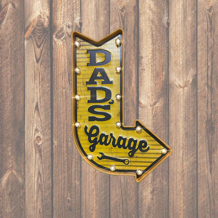 Metal Light Up Sign - "Dad's Garage"