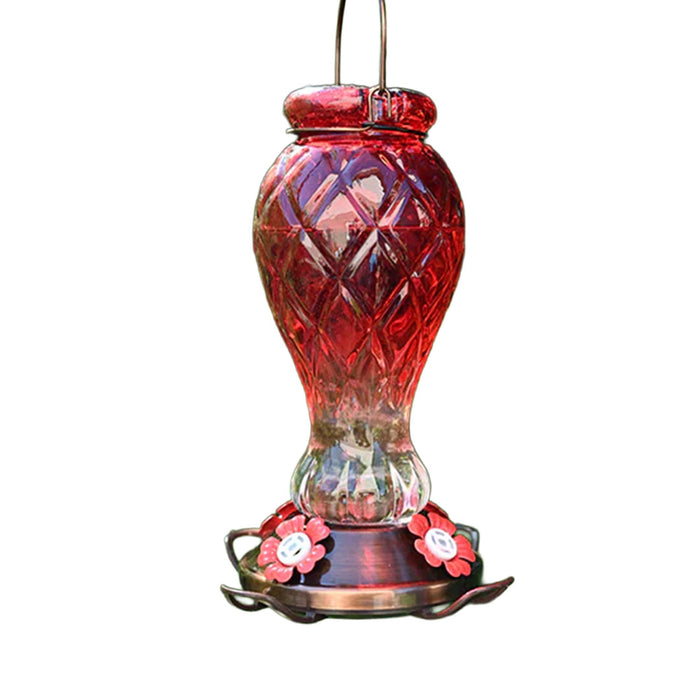 Red Jewel Glass Hummingbird Feeder