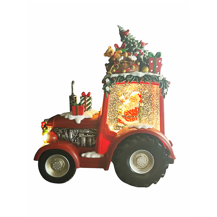 LED Santa Tractor Water Globe