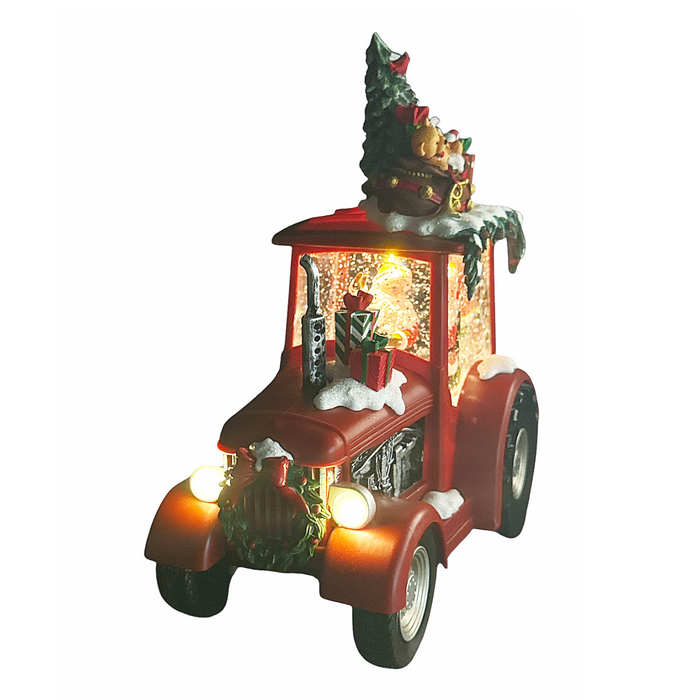 LED Santa Tractor Water Globe