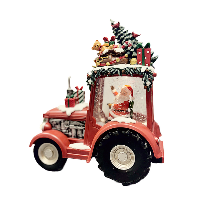 LED Santa Tractor Water Globe