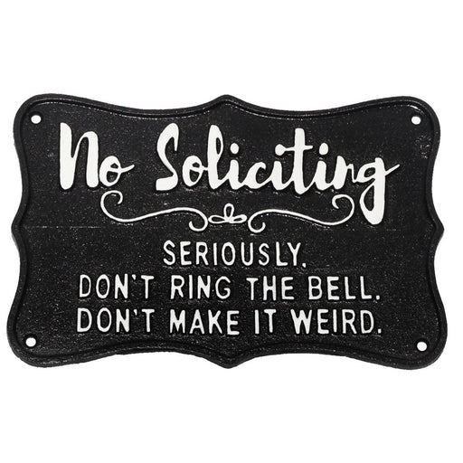 Cast Iron Wall Plaque - "No Soliciting" - Berry Hill - Country Living Products