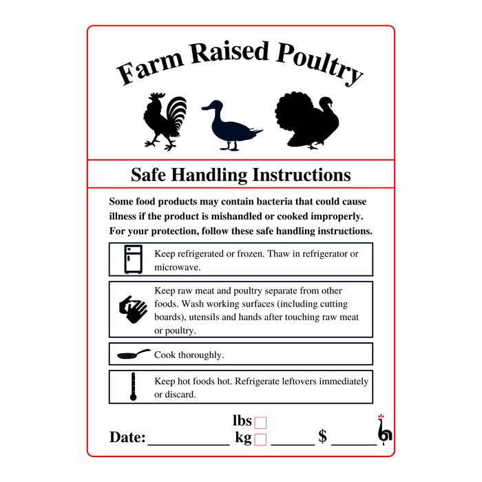 Poultry Bag Labels - 25 Pack - Berry Hill - Country Living Products