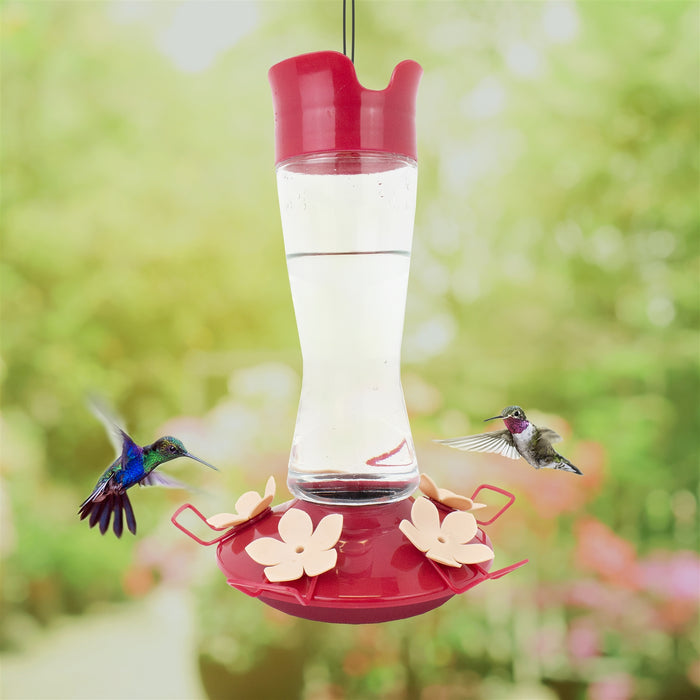Top-Fill Pinch-Waist Glass Hummingbird Feeder 12oz - Berry Hill - Country Living Products