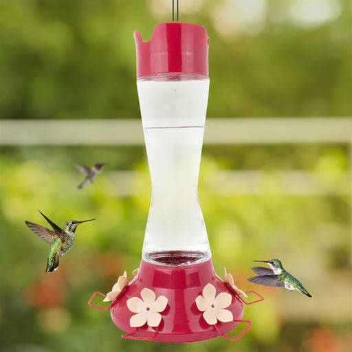 Top-Fill Pinch-Waist Glass Hummingbird Feeder 20 oz - Berry Hill - Country Living Products