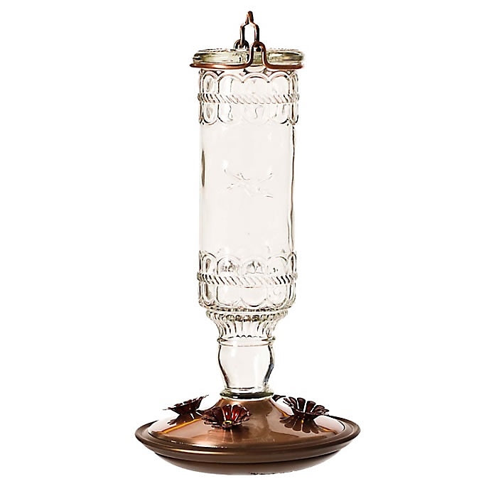 Hummingbird Feeder - Antique Clear Bitters Bottle - Berry Hill - Country Living Products
