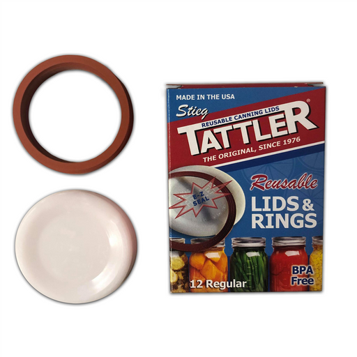 Tattler Re-Usable Canning Lids & Rings, 1 Dozen Regular - Berry Hill - Country Living Products