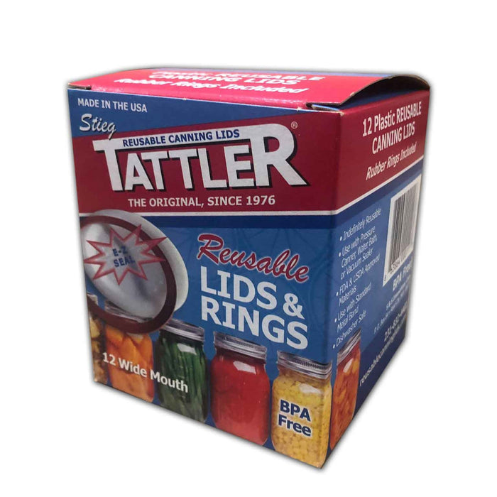 Tattler Re-Usable Canning Lids & Rings, 1 Dozen Wide - Berry Hill - Country Living Products