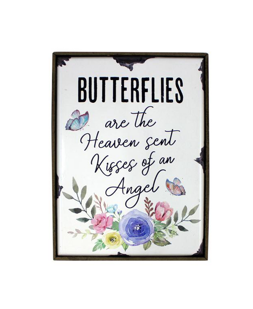 Shelf Plaque - "Butterflies are the heaven sent kisses of an angel" - Berry Hill - Country Living Products