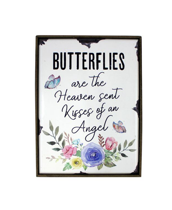 Shelf Plaque - "Butterflies are the heaven sent kisses of an angel" - Berry Hill - Country Living Products