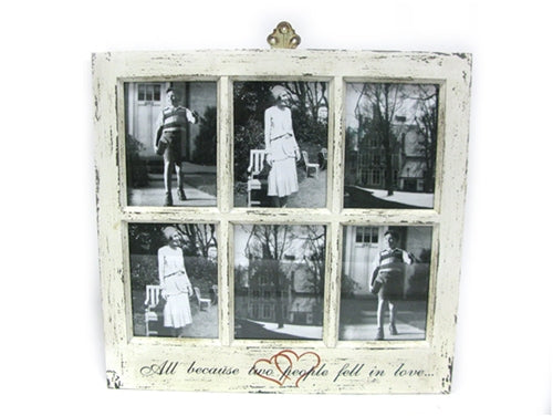 White Distressed Picture Frame With Caption- 6 Pictures - Berry Hill - Country Living Products