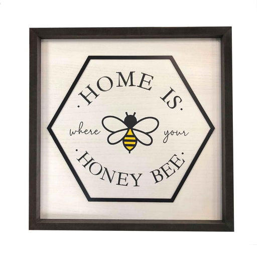 Home is Where Your Honey Bee' - Framed Wood Sign - 20x20 - Berry Hill - Country Living Products