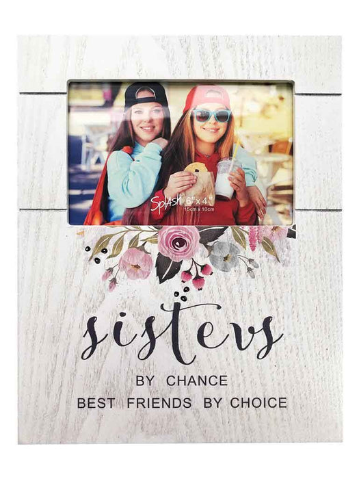 White Floral Frame - "Sisters By Chance, Best Friends By Choice" - 4x6 - Berry Hill - Country Living Products