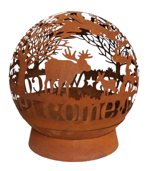Rustic Iron Fire Pit Globe - Moose - 24x20 - Berry Hill - Country Living Products