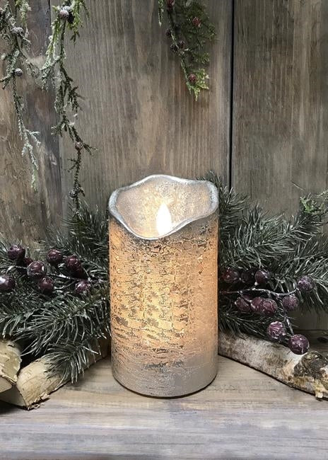 Silver Real Wax Flameless LED Candle - 3X7" - Berry Hill - Country Living Products