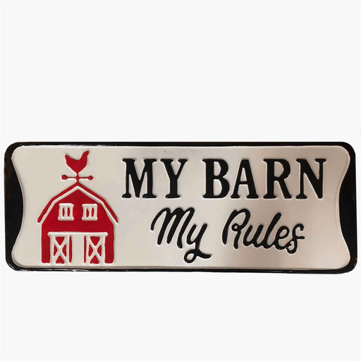 My Barn My Rules' Enamel Sign - 19x7 - Berry Hill - Country Living Products